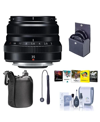 Fujifilm Xf 35mm f/2 R Wr Lens, Black, Bundle with 43mm Filter Kit, Lens Case, Cleaning Kit, Lens Cap Tether, Pc Software Kit
