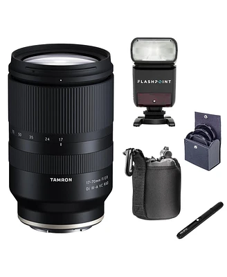 Tamron 17-70mm f/2.8 Di Iii-a Vc Rxd Lens for Sony E, Bundle with Flashpoint Zoom-Mini Ttl R2 Flash, 67mm Filter Kit, Lens Cleaner, Lens Pouch