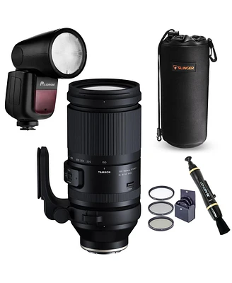 Tamron 150-500mm f/5-6.7 Di Iii Vc Vxd Lens for Sony E, Bundle with Flashpoint Zoom Li-on X R2 Ttl On-Camera Round Flash, Filter Kit, Lens Cleaner, Le