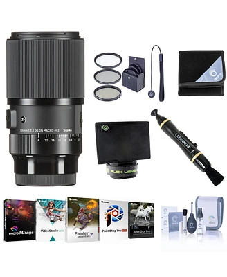 Sigma 105mm f/2.8 Dg Dn Art Macro Lens for Sony E, Bundle with Pc Software Kit, 62mm Filter Kit, Lens Wrap, Lens Shade, Cleaner, Cleaning Kit, Lens Ca