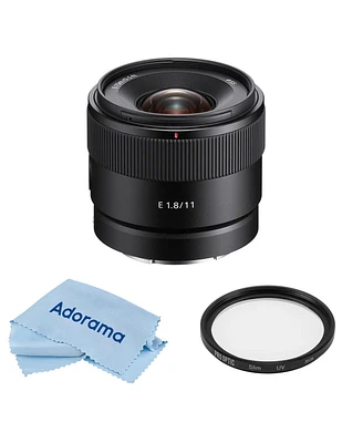 Sony E 11mm f/1.8 Lens for Sony E, Bundle with ProOptic 55mm Multi Coated Uv Slim Filter, Microfiber Cloth