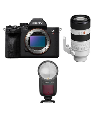 Sony Alpha a7R V Mirrorless Camera with Fe 70-200mm f/2.8 Gm Oss Ii G Lens, Bundle with Flashpoint Zoom Li-on X R2 Ttl Flash