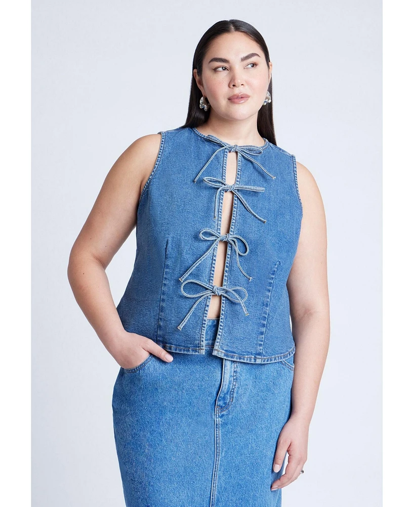 Eloquii Plus Tie Front Denim Vest
