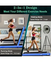 4.75HP 2 In 1 Folding Treadmill with Remote App Control-Navy