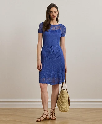 Lauren Ralph Women's Pointelle Short-Sleeve Sweater Dress