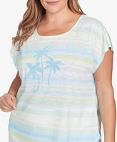 Hearts Of Palm Plus Tree Print Scoop Neck Top