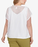 Hearts Of Palm Plus Short Sleeve Textured Top