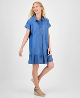 Style & Co Women's Chambray Short-Sleeve Shirtdress, Exclusively at Macy's