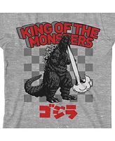 Godzilla Boys King Of The Monsters Crew Neck Short Sleeve Athletic Heather T-shirt-xl