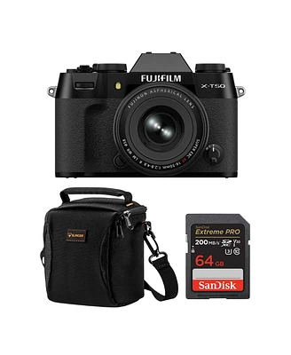 Fujifilm X-T50 Mirrorless Camera, Black with Xf 16-50mm f/2.8-4.8 R Lm Wr Lens, Bundle with 64GB Sdxc Memory Card, Alpine 120 Shoulder Bag