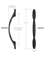 Cauldham 5 Pack Solid Braided Kitchen Cabinet Pulls Handles (5" Hole Centers) - Drawer/Door Hardware - Style M260 - Matte Black