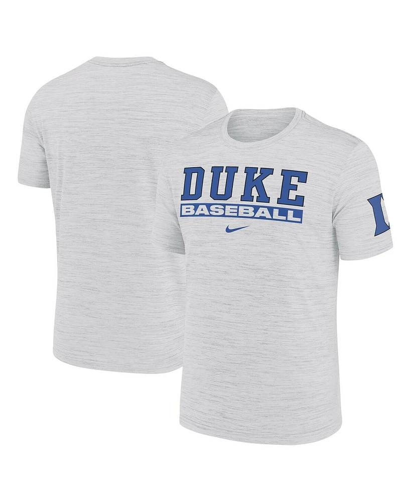 Nike Men's Ash Duke Blue Devils Velocity Baseball Wordmark Stack Performance T-Shirt