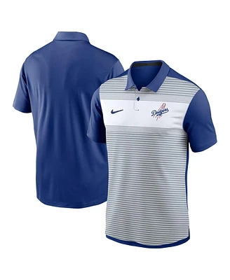 Nike Men's White/Royal Los Angeles Dodgers Vapor Striped Performance Polo Shirt