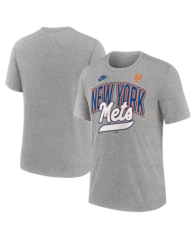 Nike Men's Heather Gray New York Mets Cooperstown Collection Retro Tri-Blend T-Shirt