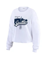 Wear By Erin Andrews Women's White Seattle Mariners Domestic Postcard Long Sleeve T-Shirt