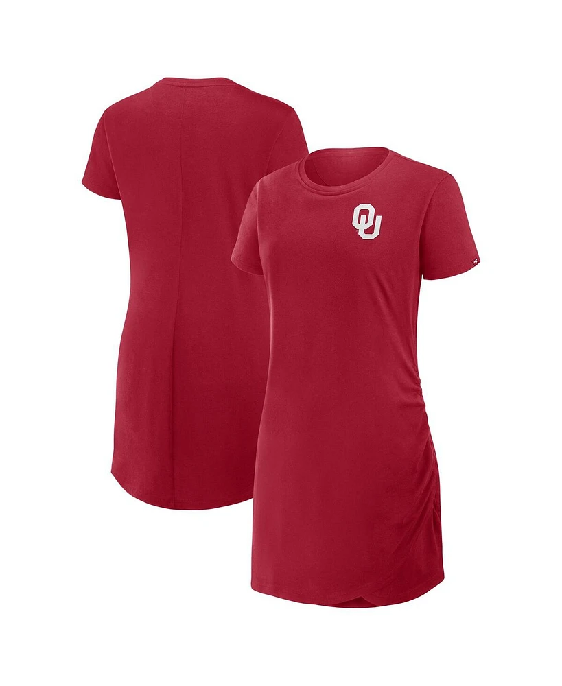 Fanatics Women's Crimson Oklahoma Sooners Relaxed fit Drape T-Shirt Dress