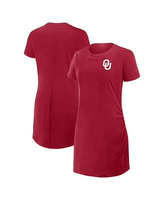 Fanatics Women's Crimson Oklahoma Sooners Relaxed fit Drape T-Shirt Dress