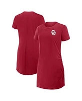 Fanatics Women's Crimson Oklahoma Sooners Relaxed fit Drape T-Shirt Dress