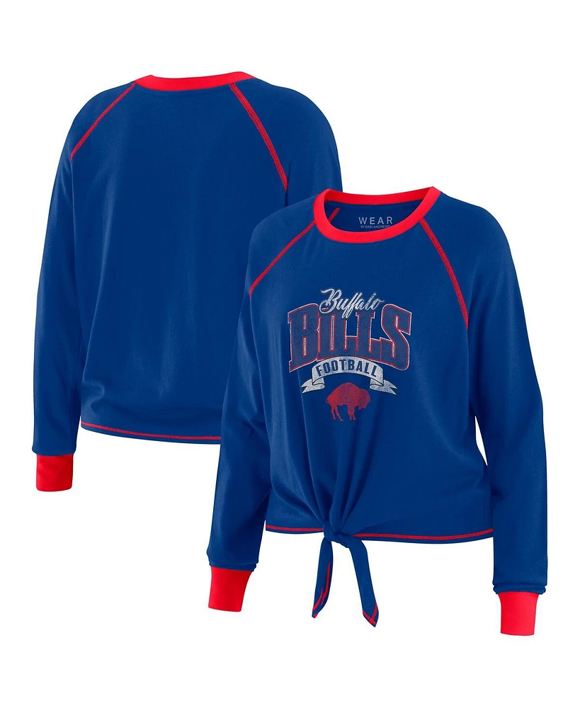 Wear By Erin Andrews Women's Royal/Red Buffalo Bills Tie-Front Long Sleeve Top