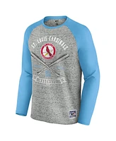 Fanatics Men's Heather Gray St. Louis Cardinals Raw Edge Raglan Long Sleeve Baseball T-Shirt