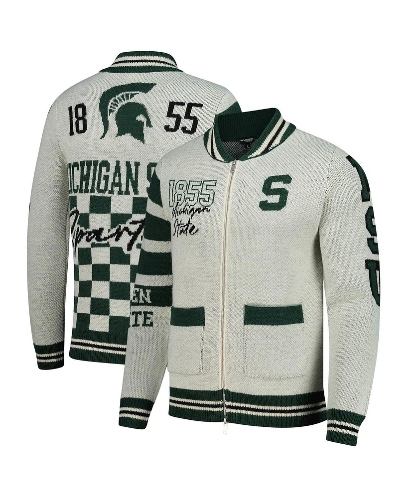 Colosseum Men's and Women's Cream Michigan State Spartans Wild Collective Button-Up Jacquard Sweater