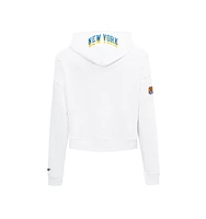 Pro Standard Women's White New York Knicks 2024/25 City Edition Chenille Applique Cropped Pullover Hoodie