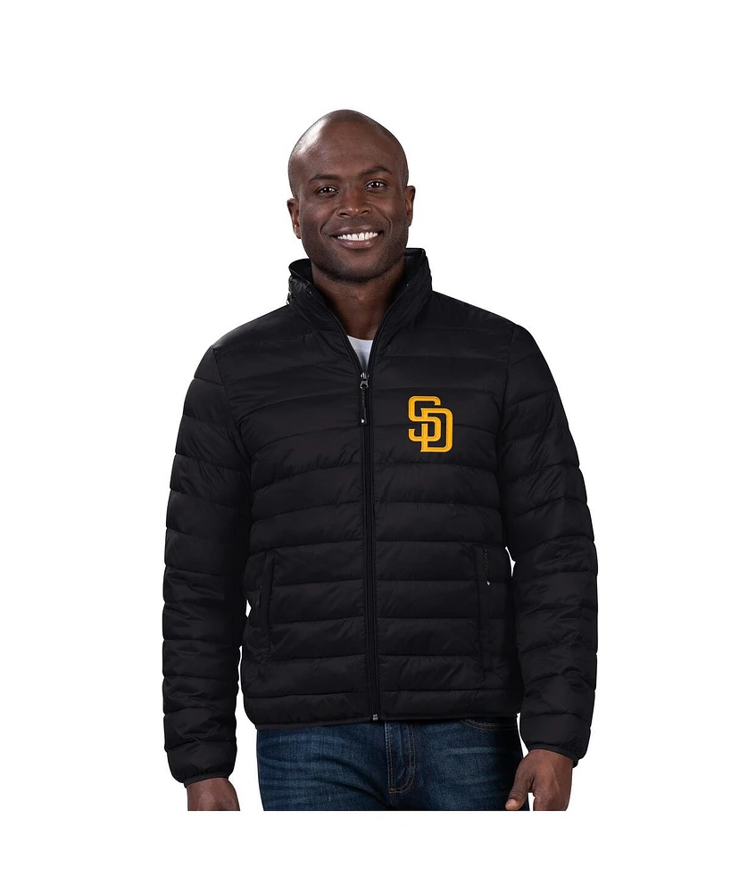 G-iii Sports by Carl Banks Men's Black San Diego Padres Packable Neck Pillow Full-Zip Puffer Jacket