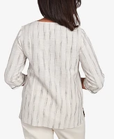 Alfred Dunner Petite Natural Instinct Textured Medallion Embroidered Top