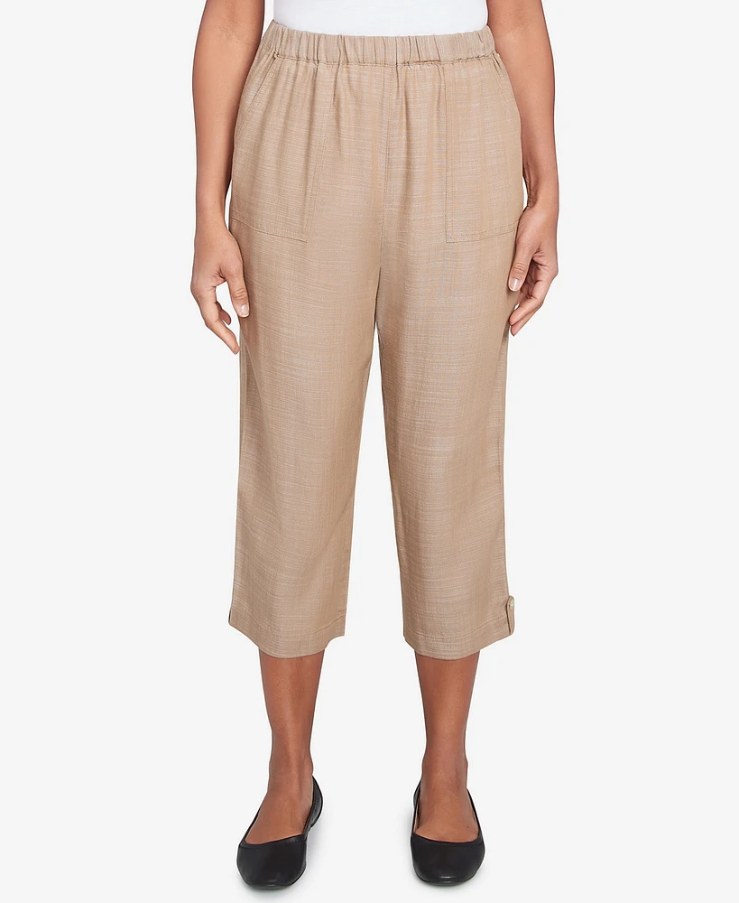 Alfred Dunner Petite Summer Solstice Relaxed Button Tab Capri
