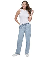 Dkny Jeans Womens Crewneck Tank Top Mid Rise Relaxed Straight Leg Jeans