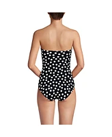 Lands' End Women's Slender Suit Wrap Bandeau One Piece Swimsuit