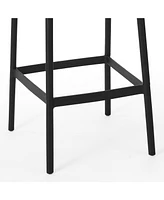 29.5" Outdoor Modern Polypropylene Plastic Patio Bar Height Stools (Set of 2)