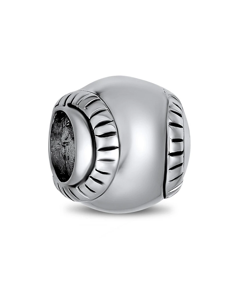 Bling Jewelry Softball Team Charm Bead Sterling Silver for European Bracelets