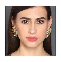 Sohi Women's Gold-Plated Stone Stud Earrings