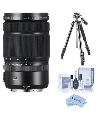 Fujifilm Gf 45-100mm f/4 R Lm Wr Lens, Bundle with Takama Flip-Zip 4-Section Aluminum Photo Tripod/Monopod and Cleaning Kit
