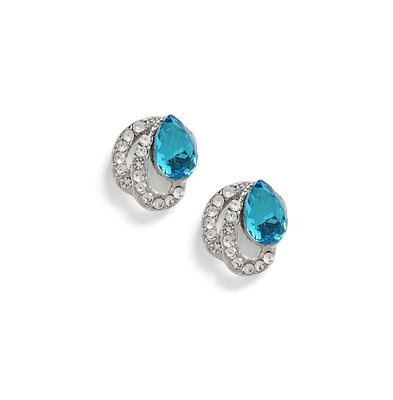 Sohi Women's Silver-Plated Stone Stud Earrings