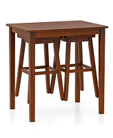 3-Piece Bar Table Set with Pub Table and 2 Saddle Stools