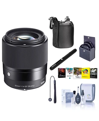 Sigma 30mm f/1.4 Dc Dn Contemporary Lens for Canon Ef-m, Bundle with ProOptic 52mm Filter Kit, Lens Cleaner, Lens Pouch, Cleaning Kit, Cap Keeper, Pc