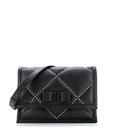 Pre-Owned Salvatore Ferragamo Small Viva Bow Flap Bag Studded Leather
