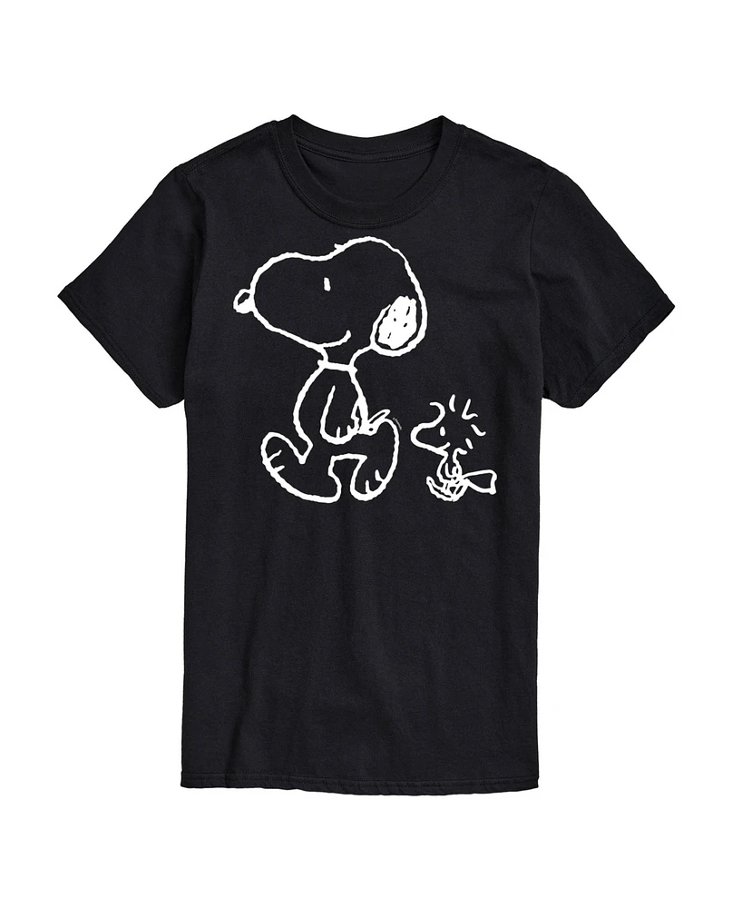 Airwaves Men's Peanuts Snoopy Woodstock Walk Short Sleeve T-Shirt