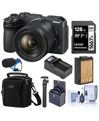 Nikon Z 30 Mirrorless Camera with Nikkor Z Dx 12-28mm f/3.5-5.6 Pz Vr Lens, Bundle with 128GB Memory Card, Shoulder Bag, TASC300 Microphone, Mt-11 Tri