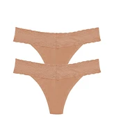 Natori Women's Bliss Perfection Lace Trim One Thong 2-Pack