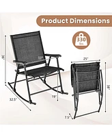 2 Pcs Patio Folding Rocking Chair Heavy-Duty Metal Frame Rockers Outdoor
