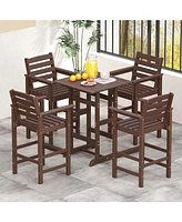 Patio Adirondack Bar Chairs Set of 2 with Wide Armrests & Footrest Backrest