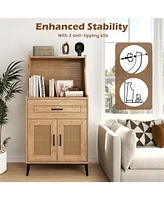 Coffee Bar Cabinet with Pegboard Storage Drawer and Adjustable Shelf