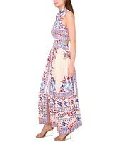 1.state Women's Printed Button Cutout Sleeveless Maxi Dress