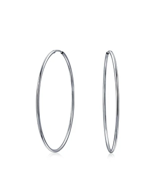 Bling Jewelry Thin Minimalist Hoop Huggie Earrings Sterling Silver Various Sizes