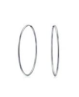 Bling Jewelry Thin Minimalist Hoop Huggie Earrings Sterling Silver Various Sizes
