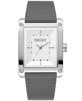 Dkny Women's Westside Maxi Gray Leather Strap Watch, 41mm