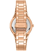 Dkny Women's Parsons Glitz Rose Gold-Tone Stainless Steel Bracelet Watch, 38mm